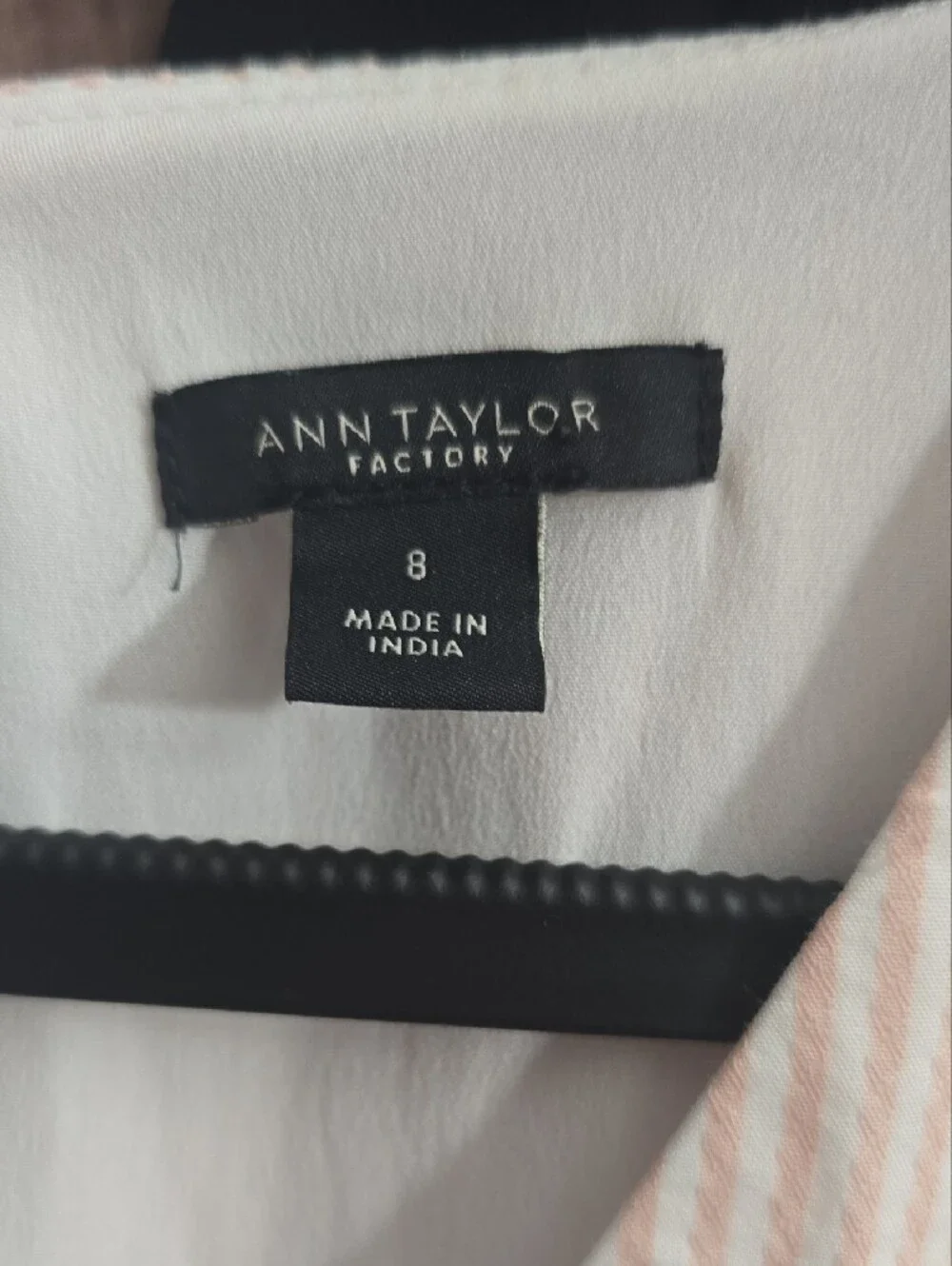 #281.Ann Taylor Factory Pink Striped V-Neck Flared Pockets Midi Dress - Picture 4 of 8